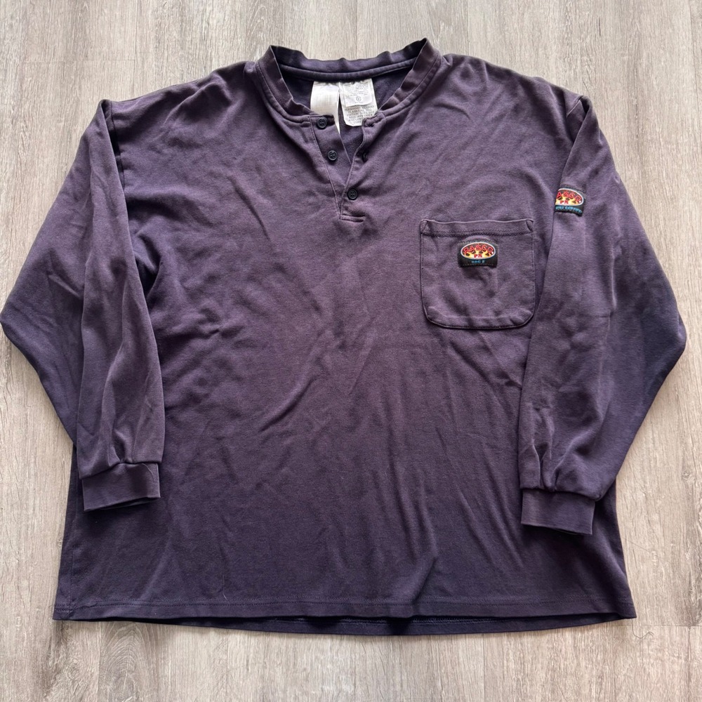Rasco FR Henley Shirt Mens 2XL Navy Blue Long Sleeve Flame Resistant HRC 2 NFPA